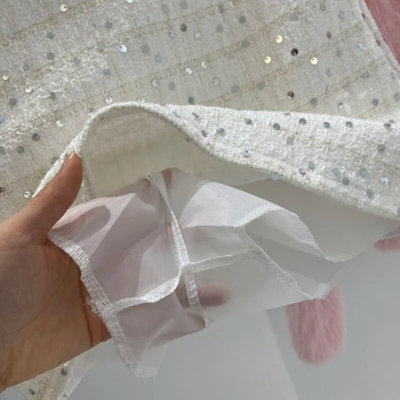 KUSAHIKI Jesen 2023. Nova korejska moda Ženska šljokica od tvida visokog struka Elegantna mini Y2k suknja A kroja Mujer Faldas