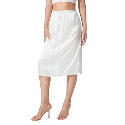 Vienspalviai moteriški sijonai elastiniu juosmeniu, atlasiniu apatiniu sijonu, nėriniuotu sijonu apatinėms suknelėms juoda/balta