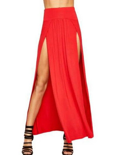 Καλοκαιρινή μασίφ μακρύ μάξι φούστα 2023 Νέα άφιξη Ελαστική ψηλόμεση σέξι γυναικεία διπλή πλαϊνή παραλία Flare Beach