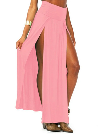 Καλοκαιρινή μασίφ μακρύ μάξι φούστα 2023 Νέα άφιξη Ελαστική ψηλόμεση σέξι γυναικεία διπλή πλαϊνή παραλία Flare Beach