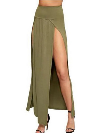 Καλοκαιρινή μασίφ μακρύ μάξι φούστα 2023 Νέα άφιξη Ελαστική ψηλόμεση σέξι γυναικεία διπλή πλαϊνή παραλία Flare Beach