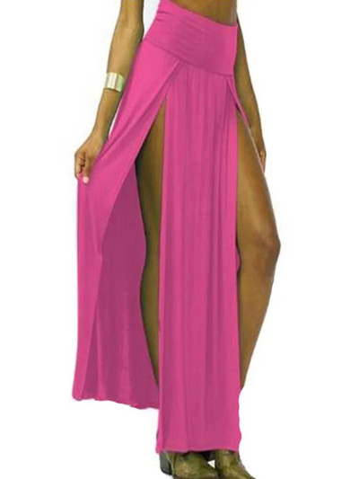 Καλοκαιρινή μασίφ μακρύ μάξι φούστα 2023 Νέα άφιξη Ελαστική ψηλόμεση σέξι γυναικεία διπλή πλαϊνή παραλία Flare Beach