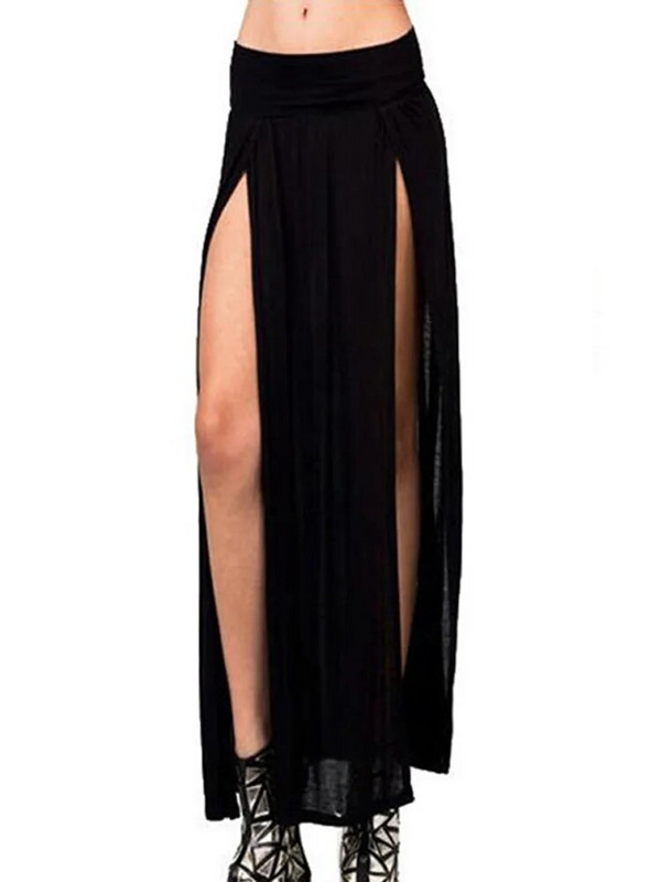 Καλοκαιρινή μασίφ μακρύ μάξι φούστα 2023 Νέα άφιξη Ελαστική ψηλόμεση σέξι γυναικεία διπλή πλαϊνή παραλία Flare Beach