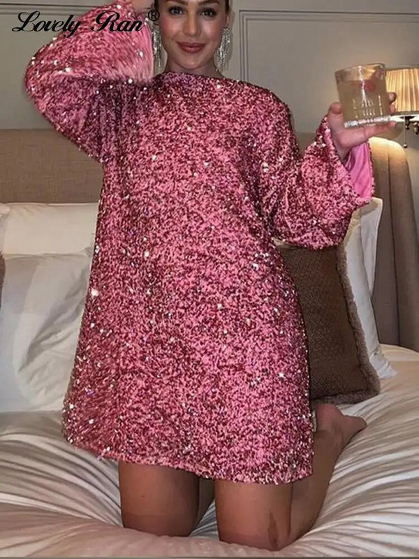 Flitteres fehér ruha nőknek masni, hosszú ujjú, o-nyakú miniruhák női 2023-as téli divatbuli klub Női Vestido