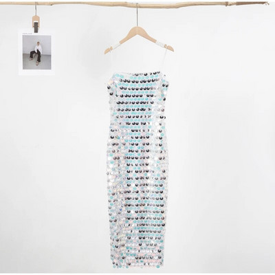 Moteriška suknelė su blizgučiais su viršutiniu dirželiu Seksuali berankovių plona, tvirta, tiesi, ilga vestidos, madinga be nugarų, slystanti vakarinė suknelė