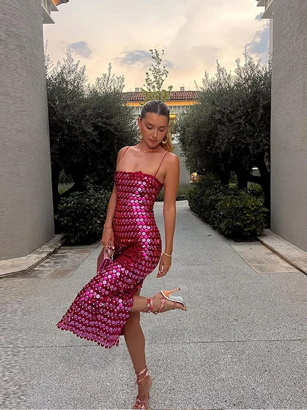 Moteriška suknelė su blizgučiais su viršutiniu dirželiu Seksuali berankovių plona, tvirta, tiesi, ilga vestidos, madinga be nugarų, slystanti vakarinė suknelė