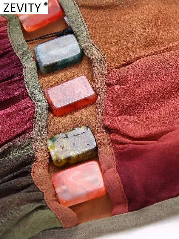 Zevity ženske seksi V izrez šarene prugaste haljine do struka s kamenim dizajnom Ženska šik midi vestidos za zabavu bez leđa DS4758