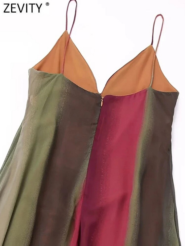 Zevity ženske seksi V izrez šarene prugaste haljine do struka s kamenim dizajnom Ženska šik midi vestidos za zabavu bez leđa DS4758