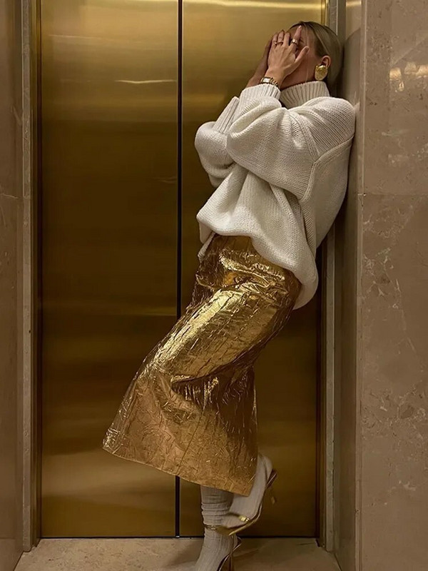 DAENERYS RES Moodne litritega seelik naistele Elegantne sädelev Midiseelikud Lady Vintage vabaaja massiivne vaba kontorikleit 2024