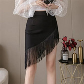 Ljetna elegantna mini suknja Modna kratka jakna s visokim strukom Ženska vruća suknja 2XL Jesen Proljeće Ženska plesna elastična suknja s resicama