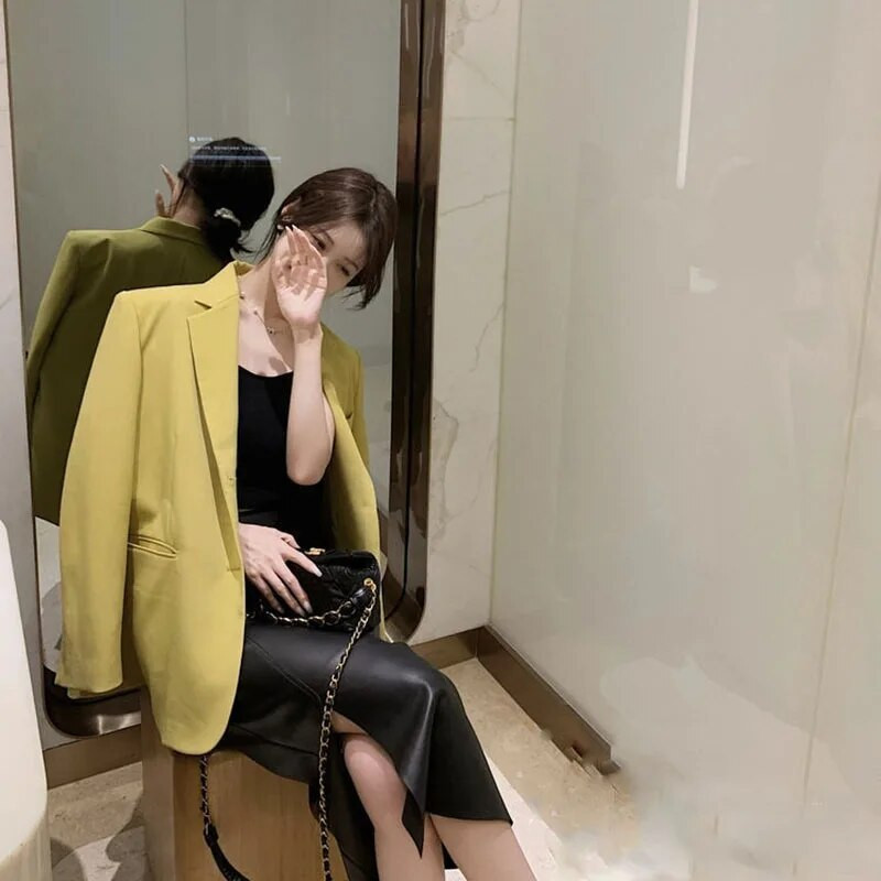 Xpqbb Fuste lungi din PU, cafea, elegante, femei, temperament coreean, fustă din piele cu talie înaltă, fuste midi, la modă, la birou.