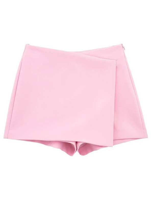 TRAF 2023 Bēšs Skorts Sievietēm Augsta vidukļa svārki Šorti Y2K Streetwear Asimetriski ietīšana īsi svārki Pavasara ikdienas svārku bikses