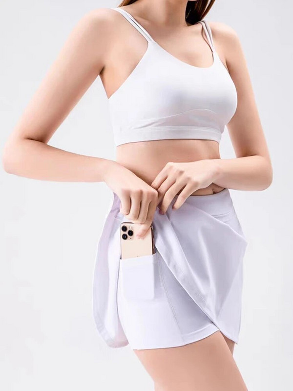 Φούστες Γυναικείες αναψυχής Απλή κομψή στιβαρή κορδέλα Sporty Fake Δύο τεμάχια Άνετα Γλυκά Γοητευτική Δημιουργικότητα Παντός αγώνα Καθημερινό Νέο