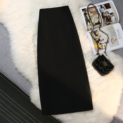 Divat Elegáns formális szoknyák Női Őszi új, magas derekú kendőzöldség hosszú barna szoknya cipzáros női