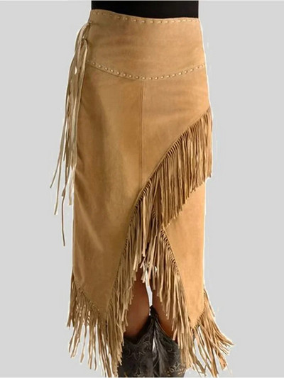 Sieviešu svārki ar pušķīšiem vintage augstas asimetriskas apakšmalas Indijas tautas, taisni, masīvi ikdienas High Street rudens modes sieviešu svārki