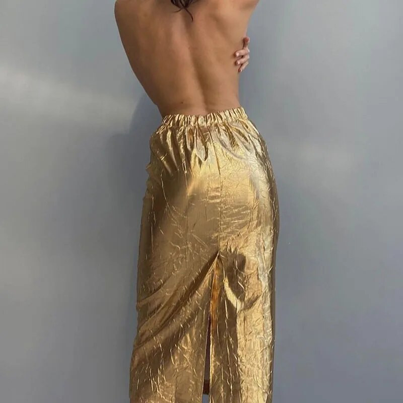 2023 m. pavasario naujas sijonas klostuotas aukštu juosmeniu su skeltu mados tendencija universalus krepšys klubinis sijonas Vestidos moteriški drabužiai