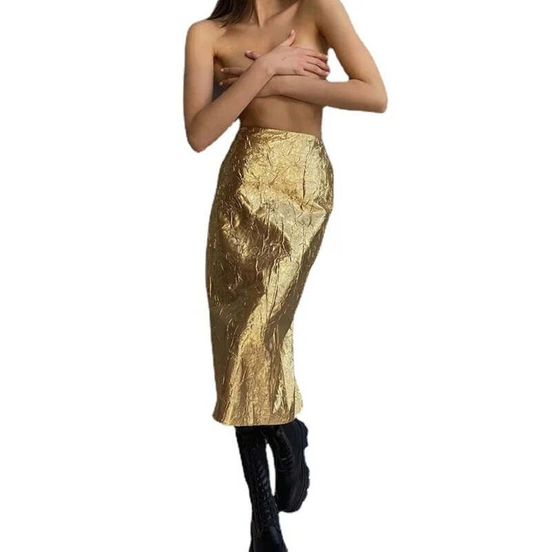 2023 m. pavasario naujas sijonas klostuotas aukštu juosmeniu su skeltu mados tendencija universalus krepšys klubinis sijonas Vestidos moteriški drabužiai