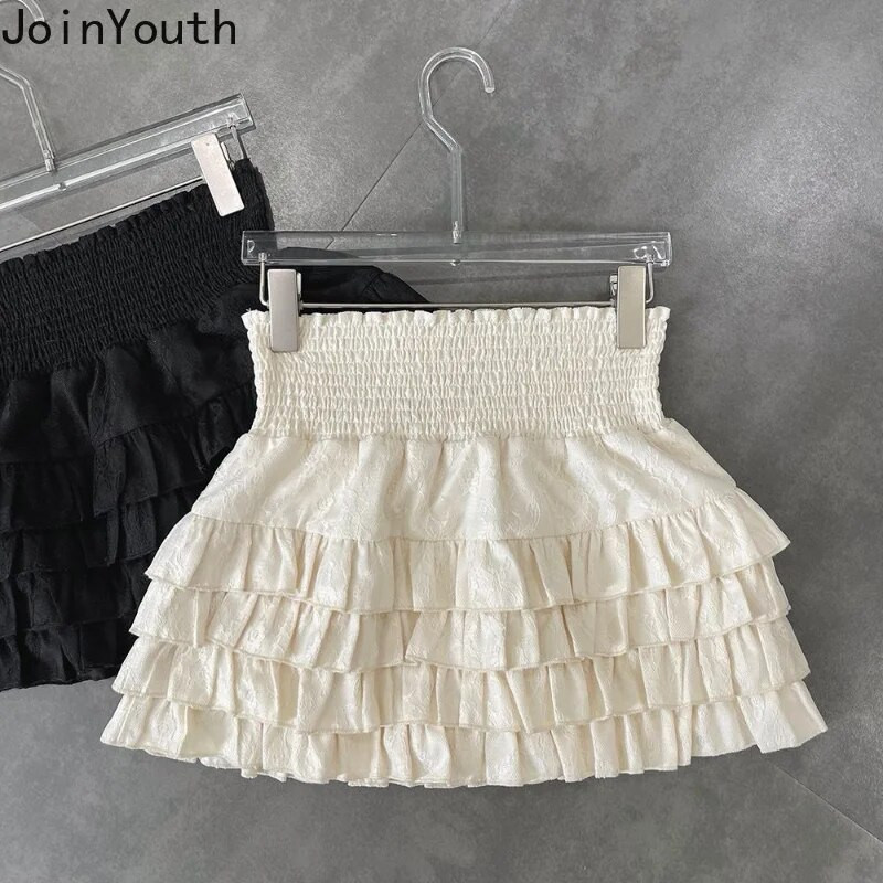 Édes Y2k szoknya női magas derekú nyári Saia temperamentum csipke fodrok Jupe 2023 Faldas Mujer De Moda divatos koreai mini szoknyák