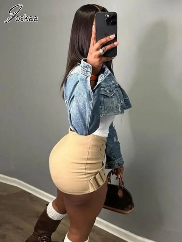 Joskaa Fashion Cross Buckle Hip φούστα Γυναικεία Hipster Σέξι ψηλόμεση μίνι φούστες 2024 Ανοιξιάτικα γυναικεία κάτω ρούχα Harajuku Streetwear