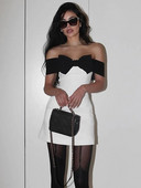 Mini rochii cu fundă sexy fără umăr fără spate, la modă pentru femei, fără mâneci, rochii subțiri cu talie înaltă, 2024, rochii de bal