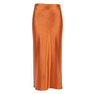 Nyári elegáns szatén női hosszú szoknya, divat, tömör irodai magas derekú trombitaszoknyák női cipzáras csípőcsomag alkalmi karcsú szoknya