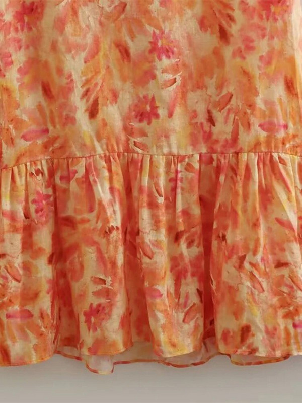 Szexi, háttámla nélküli nyomtatott női ruha pillangós ujjú, kivágott kötésű hosszú ruhák 2024 nyári vakáció fodros női strandköntös