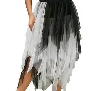 Culoare degradată Fusta neregulată din tul Primăvară și vară Fusta cu bule cu talie înaltă Fuste lungi pentru femeie Mujer Faldas Saias Mulher