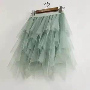 Culoare degradată Fusta neregulată din tul Primăvară și vară Fusta cu bule cu talie înaltă Fuste lungi pentru femeie Mujer Faldas Saias Mulher