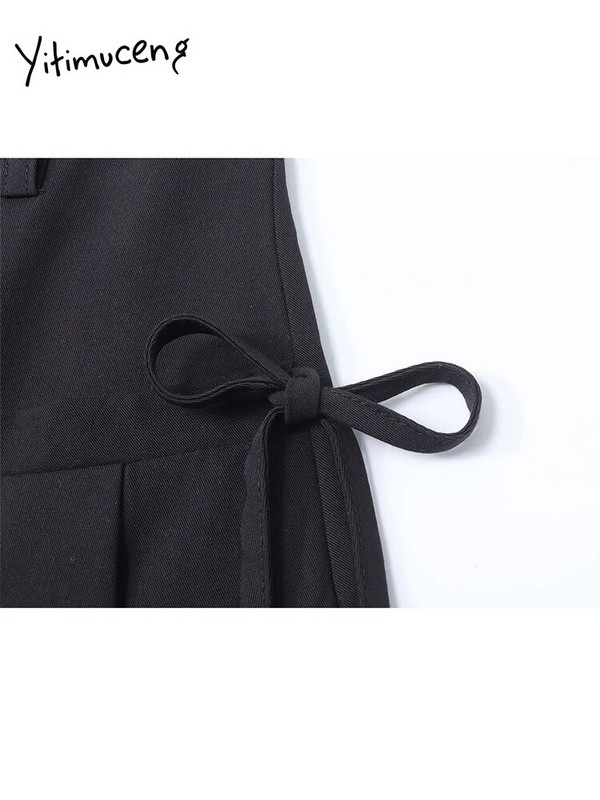 „Yitimuceng“ nėriniuotas klostuotas sijonas moterims, 2024 m. vasara, naujas korėjietiškas sijonas su aukštu liemeniu, prašmatnus plonas A linijos mini sijonas