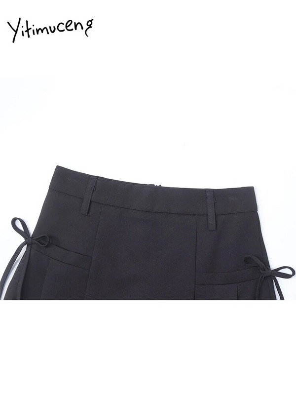 „Yitimuceng“ nėriniuotas klostuotas sijonas moterims, 2024 m. vasara, naujas korėjietiškas sijonas su aukštu liemeniu, prašmatnus plonas A linijos mini sijonas