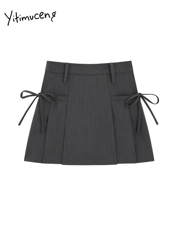 „Yitimuceng“ nėriniuotas klostuotas sijonas moterims, 2024 m. vasara, naujas korėjietiškas sijonas su aukštu liemeniu, prašmatnus plonas A linijos mini sijonas