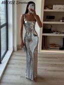 Seksi maksi haljina bez rukava bez rukava, svjetlucave ženske haljine za zabavu 2024., proljeće ljeto, uski paket za bokove, večernji ogrtač