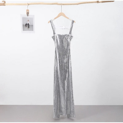 Seksi maksi haljina bez rukava bez rukava, svjetlucave ženske haljine za zabavu 2024., proljeće ljeto, uski paket za bokove, večernji ogrtač