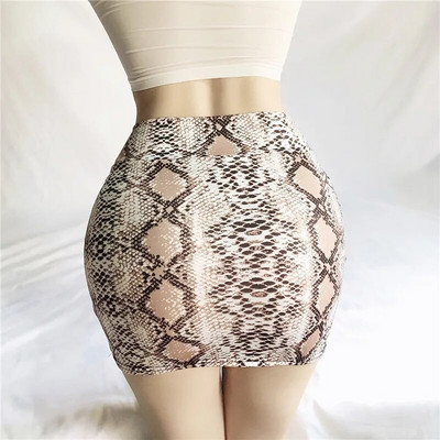 Micro Mini fuste cu talie înaltă Fete sexy cu model de șarpe leopard Fuste ocazionale Pachet Fuste scurte la șold Femei Fuste strânse de petrecere