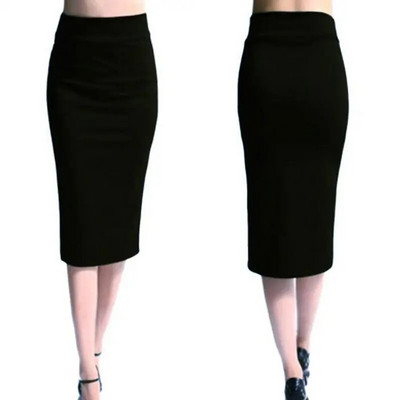 Reducere fierbinte Fusta Creion Femei Noi Doamne Office Stretch Bodycon Fusta Midi Femei Talie Înaltă Fuste Jersey Jum-Gaf Puls Marimea XL