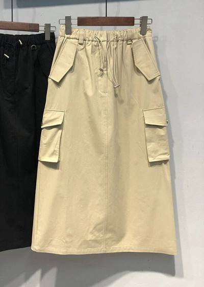 Y2k suknje od 100% pamuka, kargo suknje s elastičnim strukom, za žene, proljeće, ljeto, suknja pune dužine za djevojke, crna