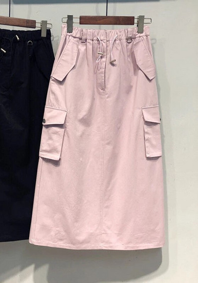 Y2k suknje od 100% pamuka, kargo suknje s elastičnim strukom, za žene, proljeće, ljeto, suknja pune dužine za djevojke, crna