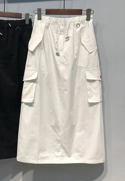 Y2k suknje od 100% pamuka, kargo suknje s elastičnim strukom, za žene, proljeće, ljeto, suknja pune dužine za djevojke, crna