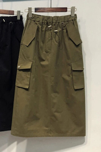 Y2k suknje od 100% pamuka, kargo suknje s elastičnim strukom, za žene, proljeće, ljeto, suknja pune dužine za djevojke, crna