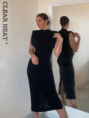 Fashion Solid O Neck Bodycon Φορέματα για Γυναικεία 2023 Σέξι σπαστό πίσω αμάνικο φόρεμα με λεπτή εφαρμογή Κομψές γυναικείες νυχτερινές ρόμπες κλαμπ