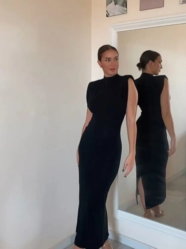 Fashion Solid O Neck Bodycon Φορέματα για Γυναικεία 2023 Σέξι σπαστό πίσω αμάνικο φόρεμα με λεπτή εφαρμογή Κομψές γυναικείες νυχτερινές ρόμπες κλαμπ