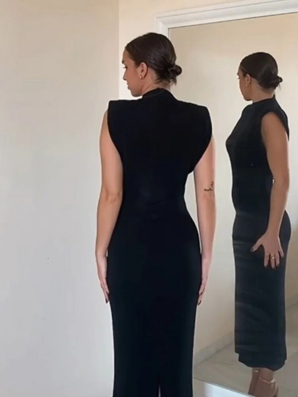 Fashion Solid O Neck Bodycon Φορέματα για Γυναικεία 2023 Σέξι σπαστό πίσω αμάνικο φόρεμα με λεπτή εφαρμογή Κομψές γυναικείες νυχτερινές ρόμπες κλαμπ