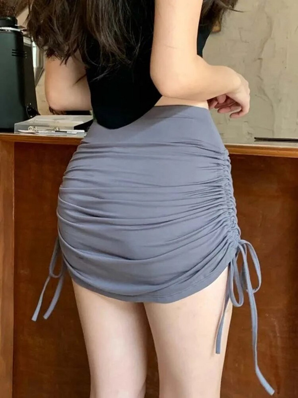 Moteriški sijonai Harajuku, 2024 m. vasaros rudens periodas, moteriškas siūlas šonuose, elastingi seksualūs mini sijonai, elegantiški moteriški