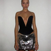 Modna ženska srebrna srebrna 2000-ih, kratka mini suknja s niskim strukom, večernje suknje za zabavu y2k Clubwear Suknja sa šljokicama