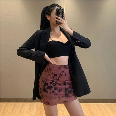 Moteriškas sijonas Sexy Print Tinklelio aukštu juosmeniu trumpas sijonas laisvalaikio vasaros Bodycon Mini Sijonas Streetwear Korėjos mados estetiniai sijonai