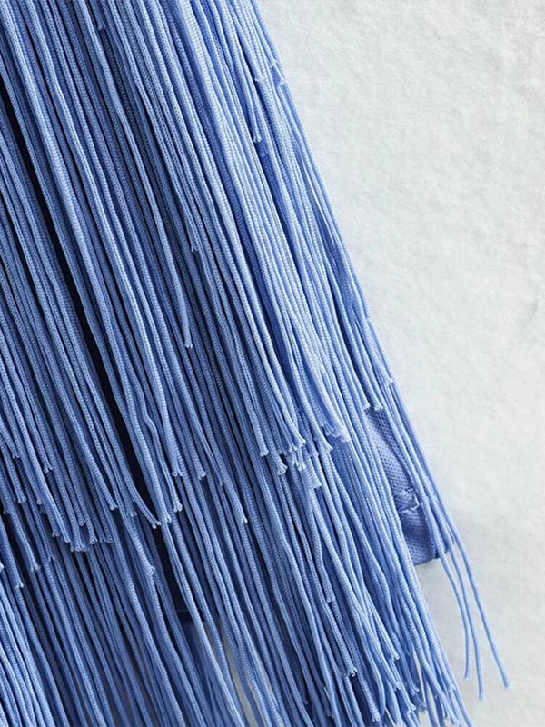 Szexi, hát nélküli bojtos női miniruha, kék, bő kötőfék, ujjatlan, A vonalú estélyi ruhák, női 2023-as nyári Vestido