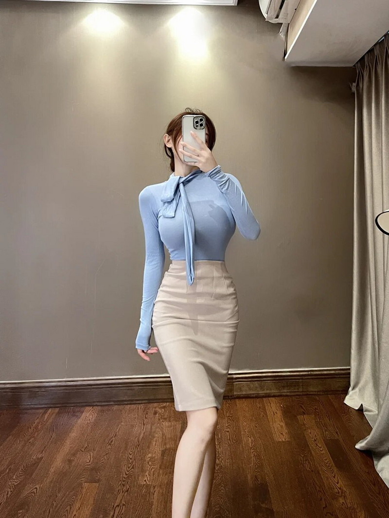 Talie înaltă, dulce, elegantă, birou, doamnă, până la genunchi, școală, femeie, fuste, haine de stradă, toamnă, japonez, cosplay sexy KEL4