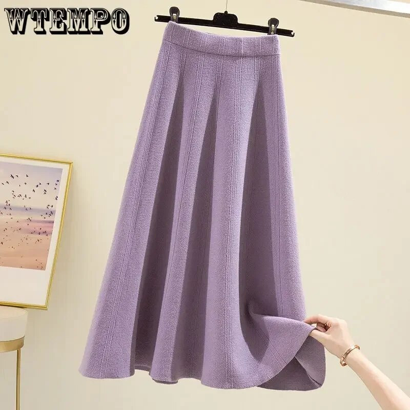 Moteriškas megztas sijonas ilgas megztas apatinis sijonas rudeniui ir žiemai, pristatymas