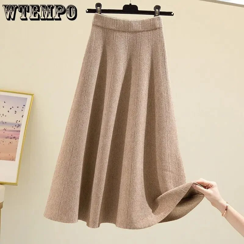 Moteriškas megztas sijonas ilgas megztas apatinis sijonas rudeniui ir žiemai, pristatymas