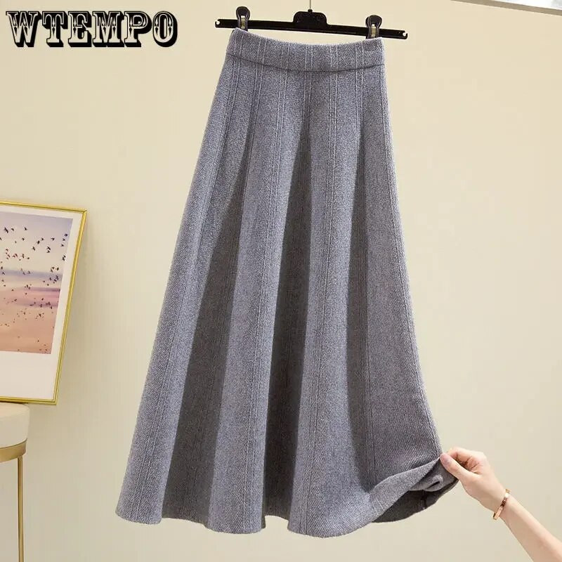 Moteriškas megztas sijonas ilgas megztas apatinis sijonas rudeniui ir žiemai, pristatymas